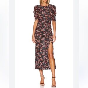 Free People Briella Midi Dress in Twilight Combo Black Multi Size XS